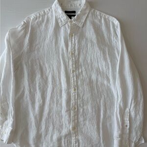 Banana Republic Linen White Casual Button Down Shirt